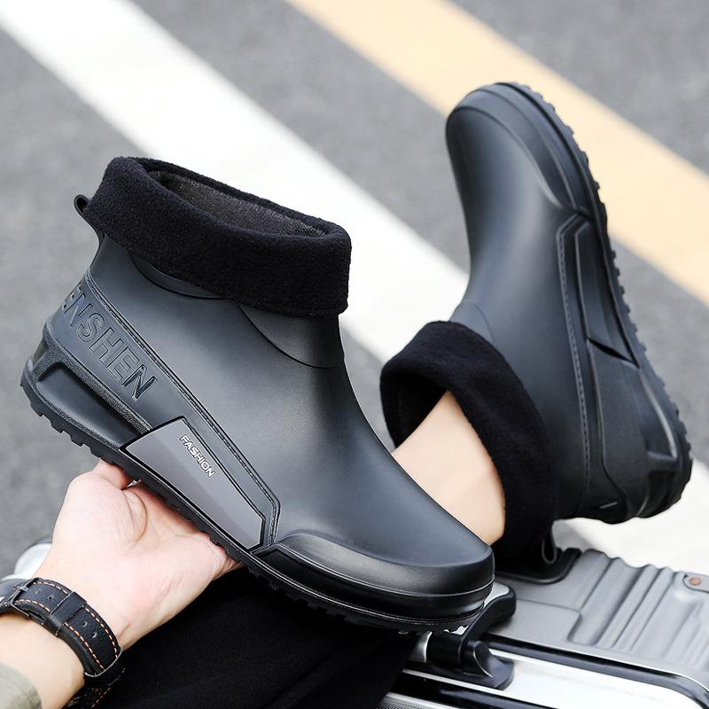 

Men s 2024 Waterproof Cotton-Lined Non-Slip Short Rain Boots 40