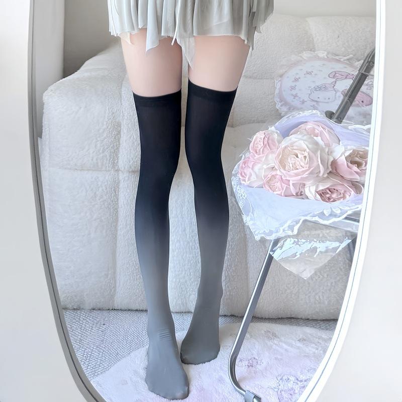Gradual Change Pink Knee Socks Fashion Personality Thigh Socks Slim And Thin High Tube Socks Color Matching Stockings Beautiful Legs