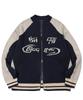Cpgn Studio [2-Way] Curved Block Knit Zip-Up Navy