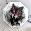 Rauchwolf-Muster, automatisch faltbarer Regenschirm, tragbares und faltbares Design, 8 Speichen, ein Weihnachts- oder Geburtstagsgeschenk.
