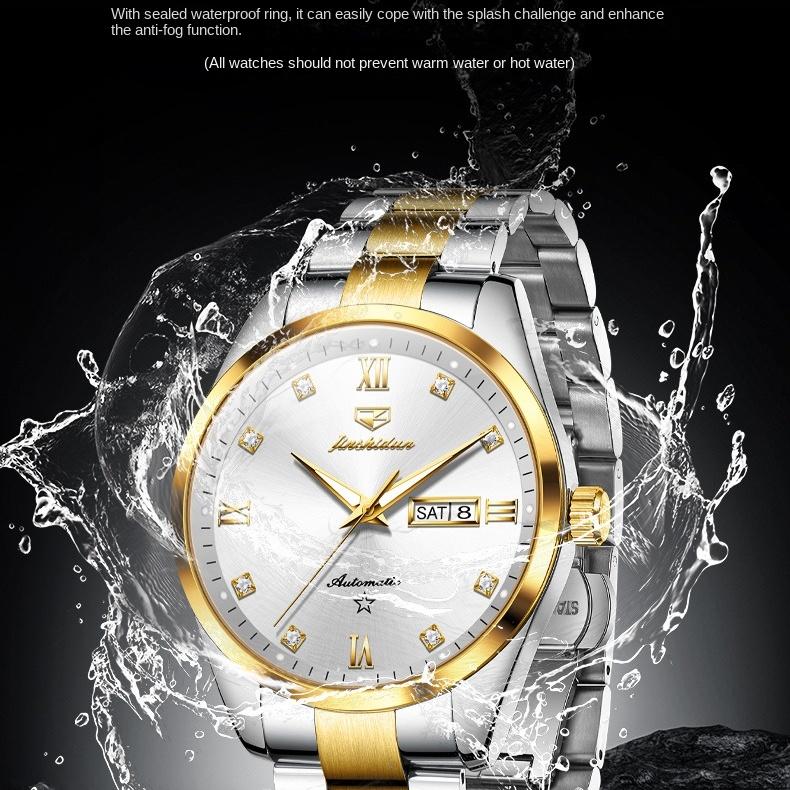 Relógios JINSHIDUN Relógio Mecânico de Calendário Duplo Masculino para Negócios à Prova d'Água Relógio Masculino de Negócios Relógio Masculino