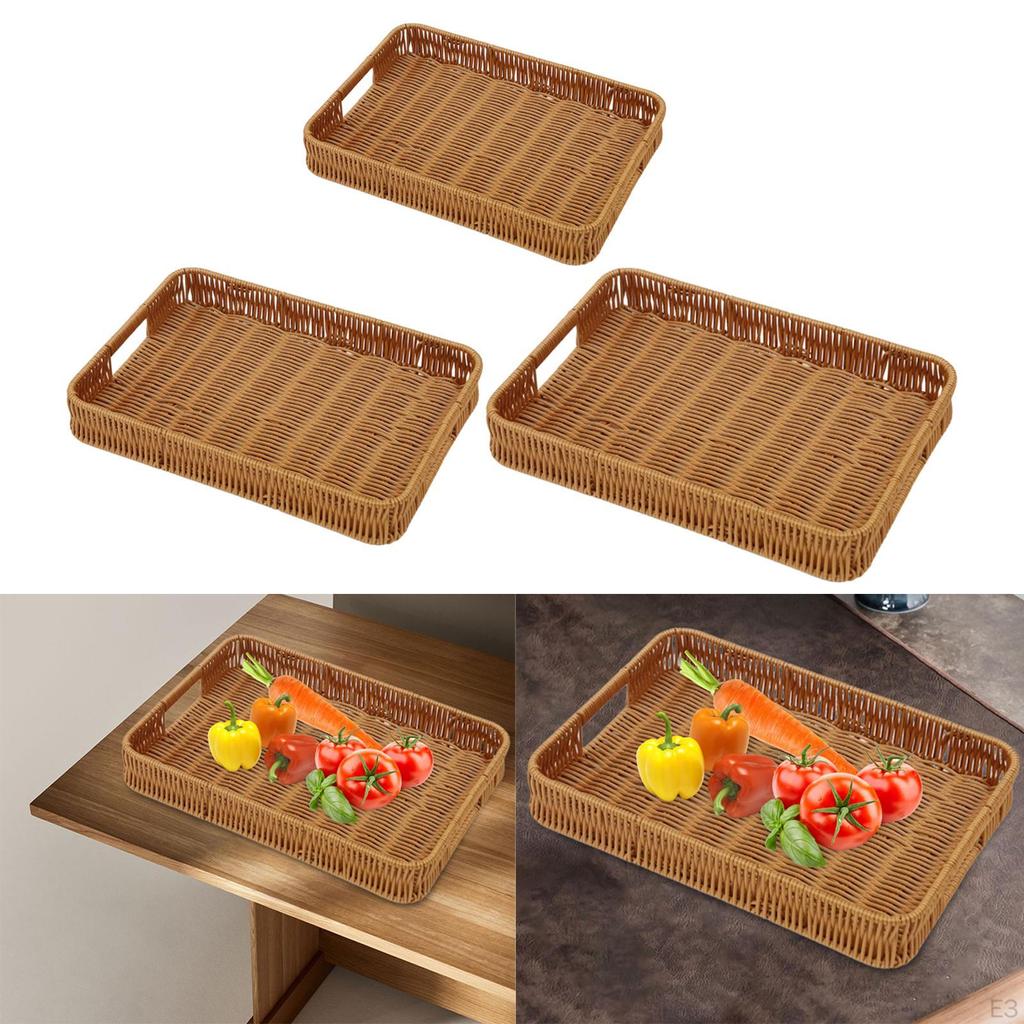 Bauernhaus Handgewebte Obstservierschale Mehrzweck mit Griffen Lebensmittelaufbewahrungsschalen Snack Brot