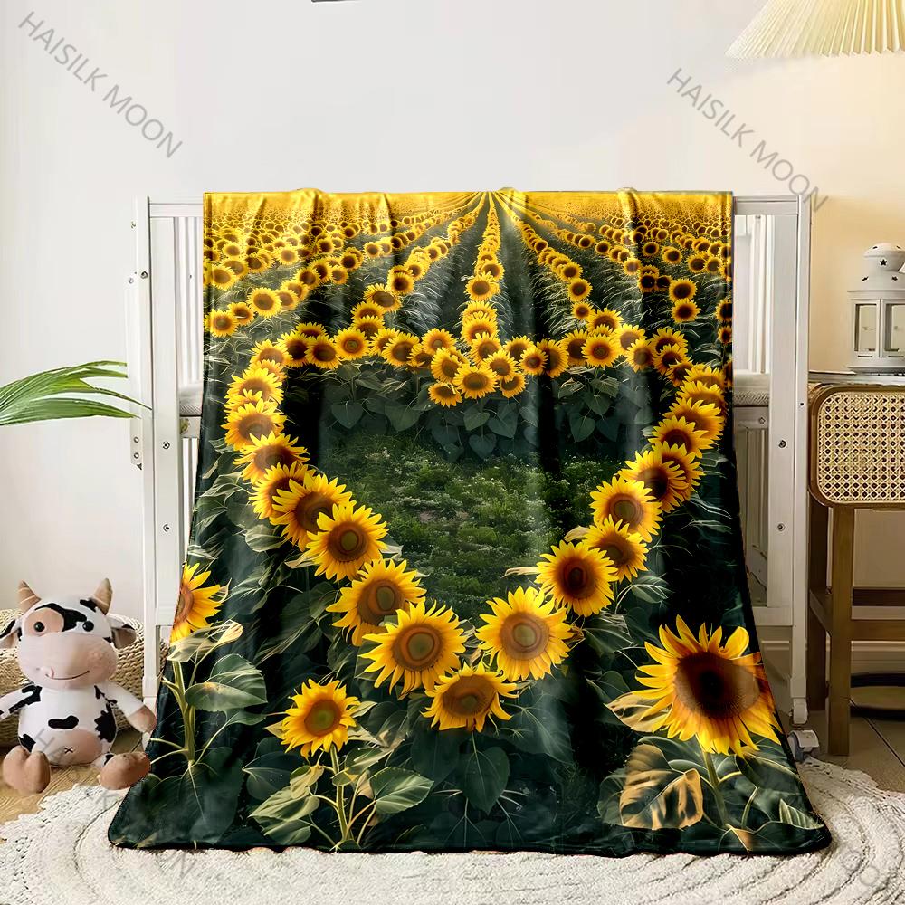Coperta in Flanella Girasole per Divano, Soggiorno Camera da Letto Ufficio Plaid, Morbida e Calda Coperta Decorativa Regalo per Donne, Uomini