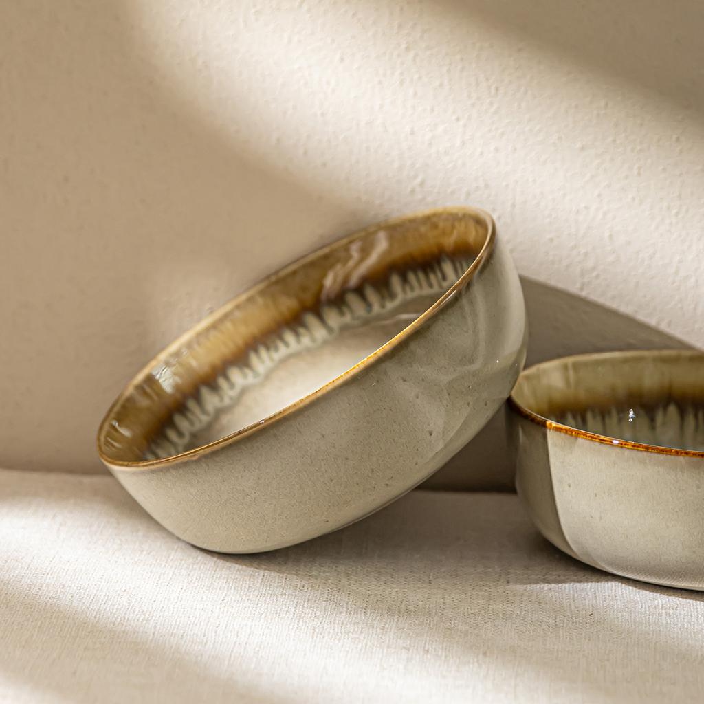 Vintage Kiln-Changed Ceramic Bowl Salad Bowl Home Restaurant Specialty Bowl Ramen Bowl Tableware Round Bowl