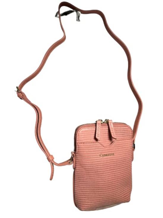 

Smartphone pouch with coin pouch, genuine cowhide leather with lizard embossing, CP-48PS058 (pink)
