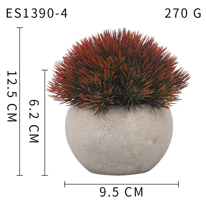 

Retro Semi-Round Straw Ball Pulp High Imitation Plant Potted Plant Plastic Green Plant Bonsai Fake Flower Home Decoration Small Ornament