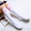 Women's Knee High Cotton Socks Streewear Harajuku Cheerleaders Black White Three-Line Striped Running Sports Socks