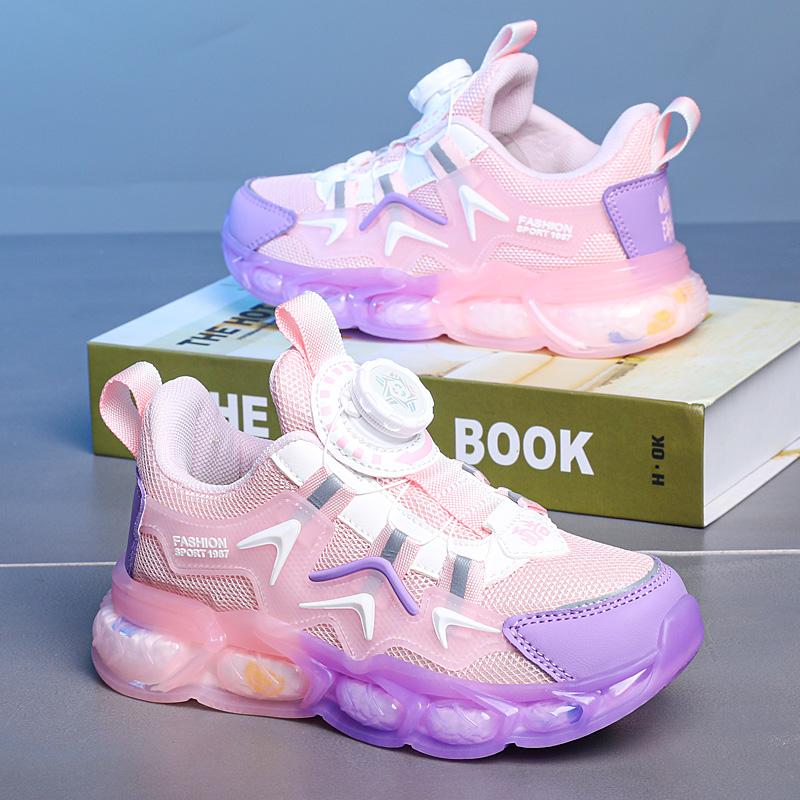 Kid's Rotating Button Anti Slip Wear Resistant Fashion Outdoor Sports Shoes Girls Casual Shoes Children's Shoes