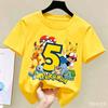 Kids Children T Shirts Birthday Number Printed T Shirt Boys Girls Summer Polyester Short Sleeves Tops Children Clothing