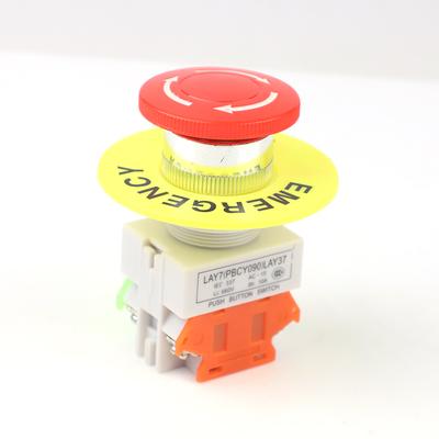Roter Pilzkopf 1NO 1NC DPST Not-Aus-Druckschalter AC 660 V 10 A Schalterausrüstung Aufzug Aufzug Rastend Selbstverriegelung