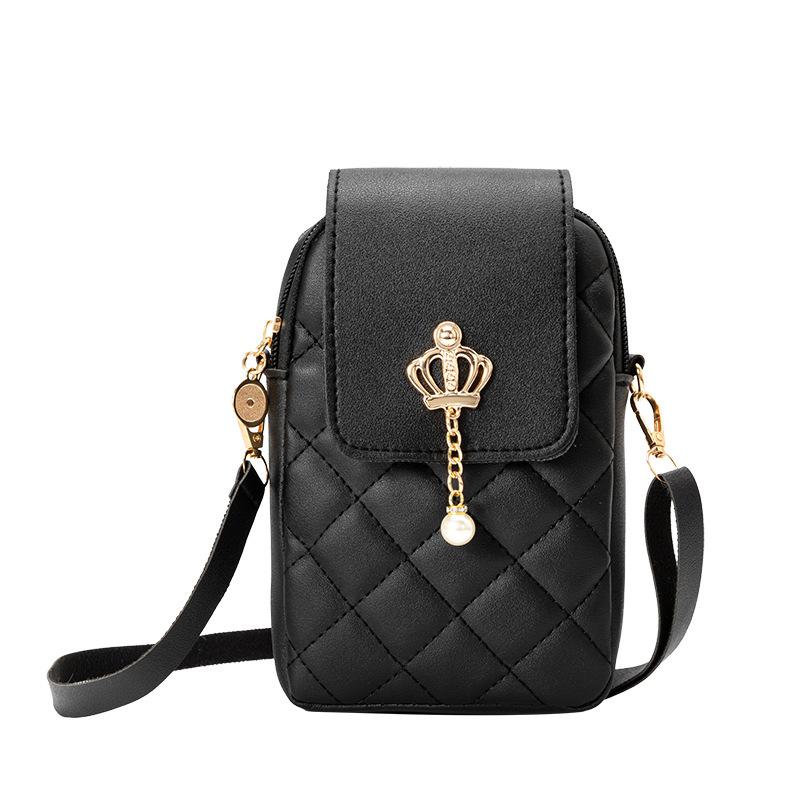 2025 New Pearl Pendant Bag, Rhombus Vertical Mobile Phone Bag, Fashion Hundred Towers Women's Bag, Rhombus Embroidered Messenger Bag