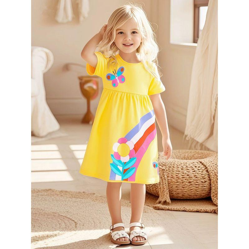 Children's Clothing In Stock Summer Elf Short Sleeve Dress