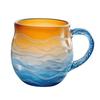 Yousheng Sunset Ocean Cup Wave Pattern Water Glass 350ml Oceanic Theme Drinking Cup Artistic Drink Container for Beach Lovers