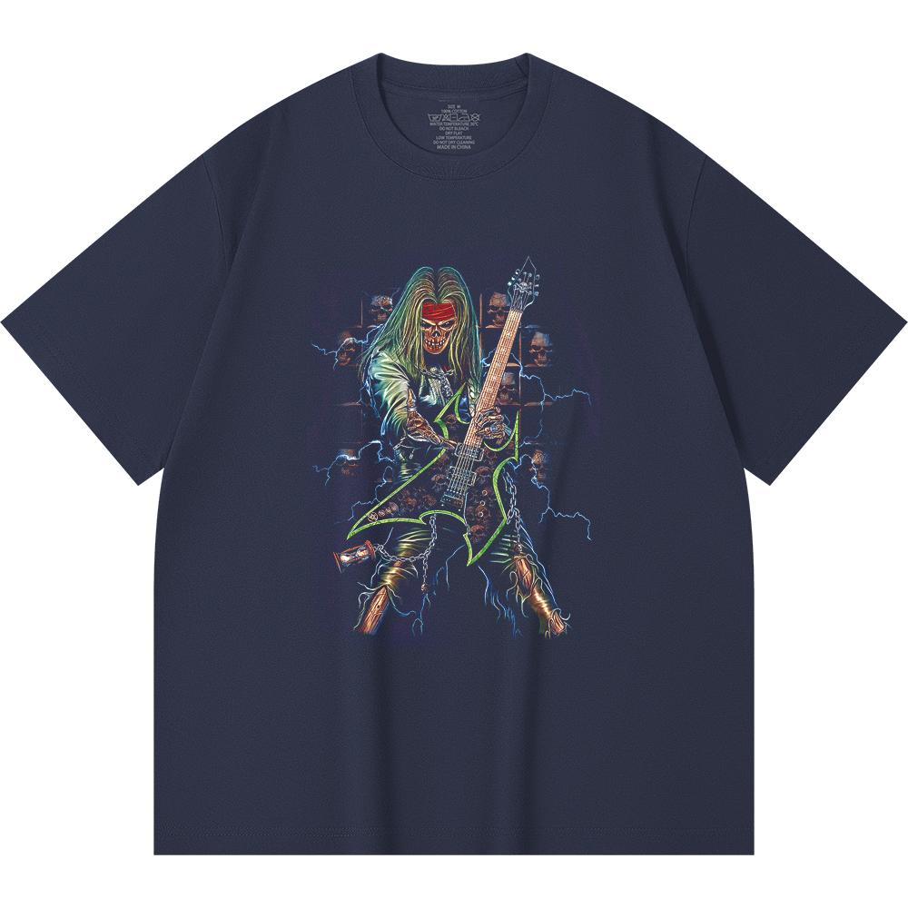 230 Gsm 100% Cotton Heavy Metal T-Shirt  Rock Band Popular Music Print Unisex Heavy Cotton T Shirt