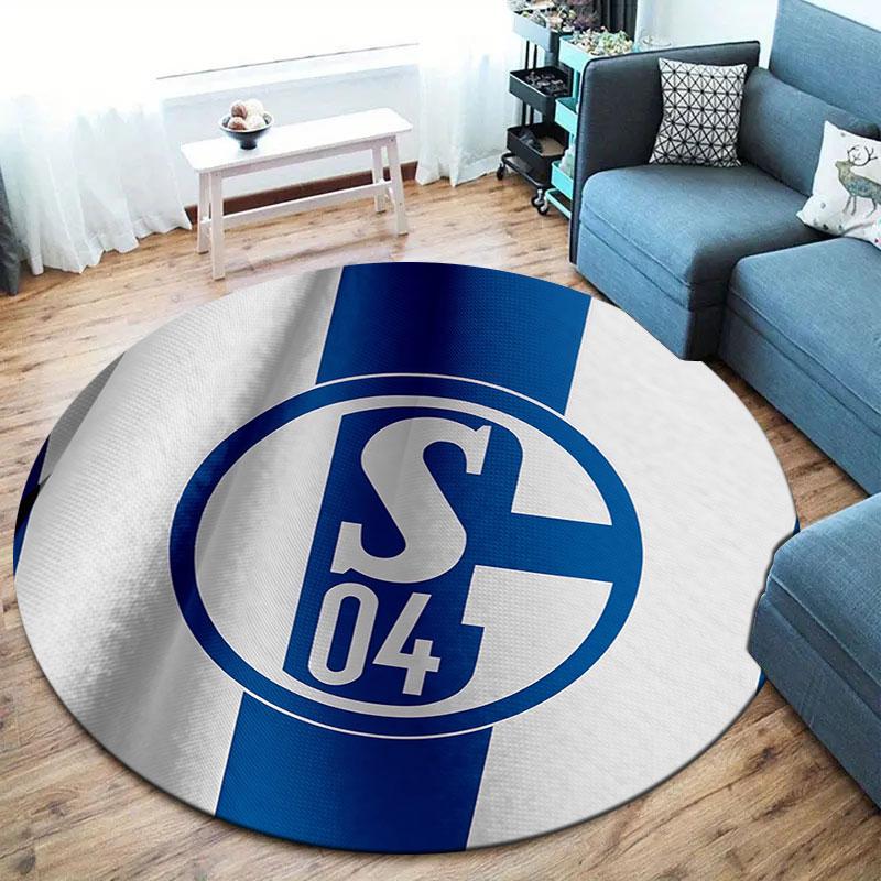 FC Schalke 04 Round Area Rug,Carpet Rug for Living Room Bedroom Sofa Playroom Decor,Non-slip Floor Mat