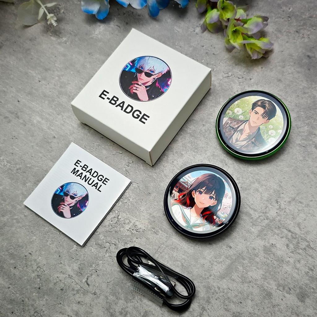Bluetooth Electronic Badge Pendant with Anime Design - Long Battery Life & Video Display