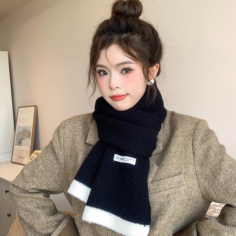 Japanischer und koreanischer Strickwollschal für Damen - Warmer Winter-Nackenwärmer, Perfektes Neujahrs-Rot-Weihnachtsgeschenk