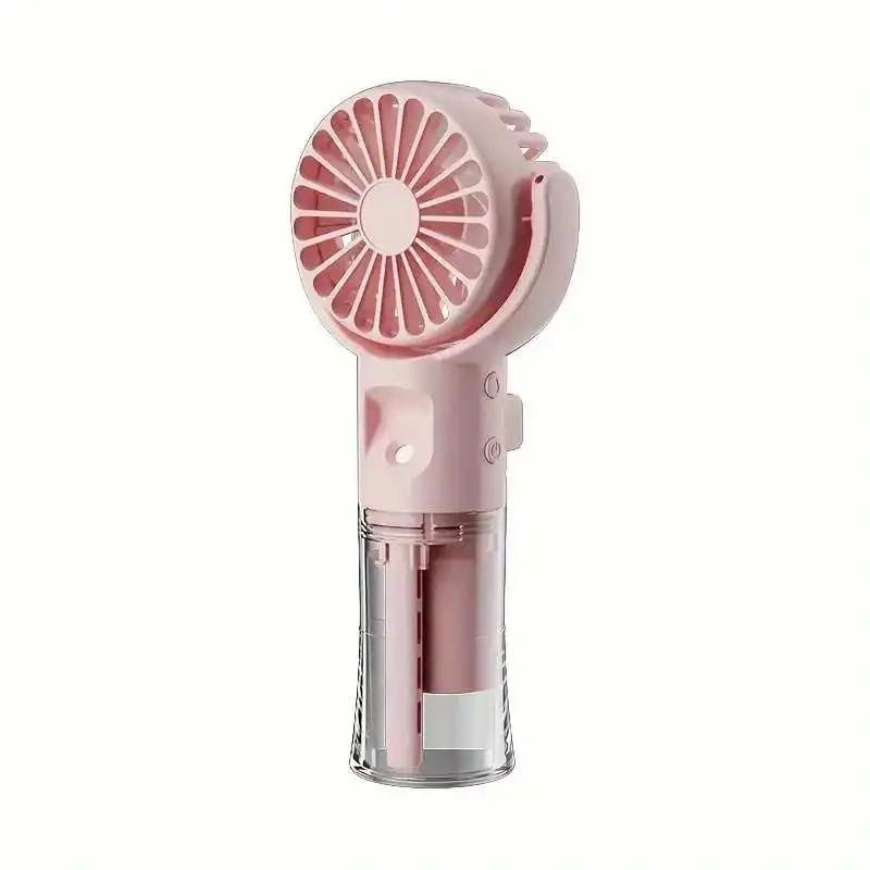 

New Handheld Mist Fan USB Rechargeable Handheld Fan with Humidifier Mini Water Spray Hand Fan Adjustable Outdoor Cooling Tools
