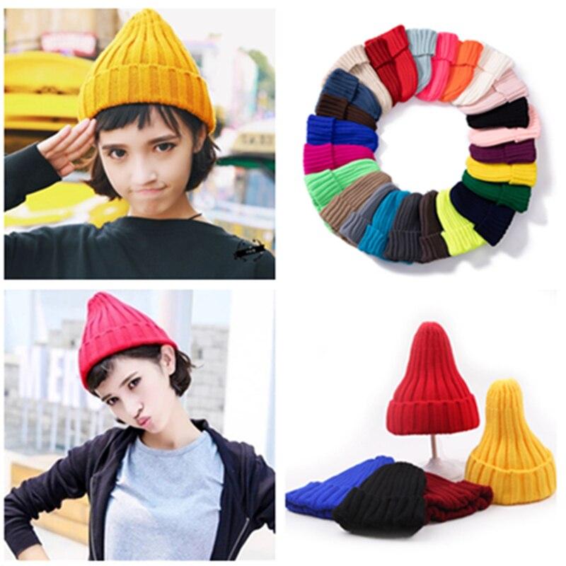 Classic Daily Women's Winter Hat Solid Warm Soft Hip Hop Autumn Knitted Hats Canady Colors Streetwear Beanies Cap