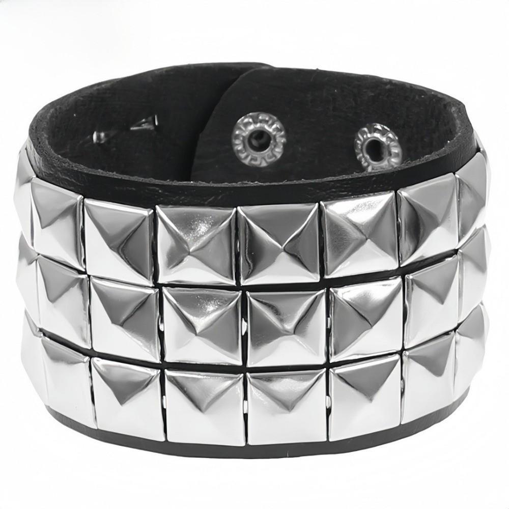 

Goth Black Wristband Pu Leather Cuff Bangle New Studded Bracelet Unisex Jewelry A-1pc