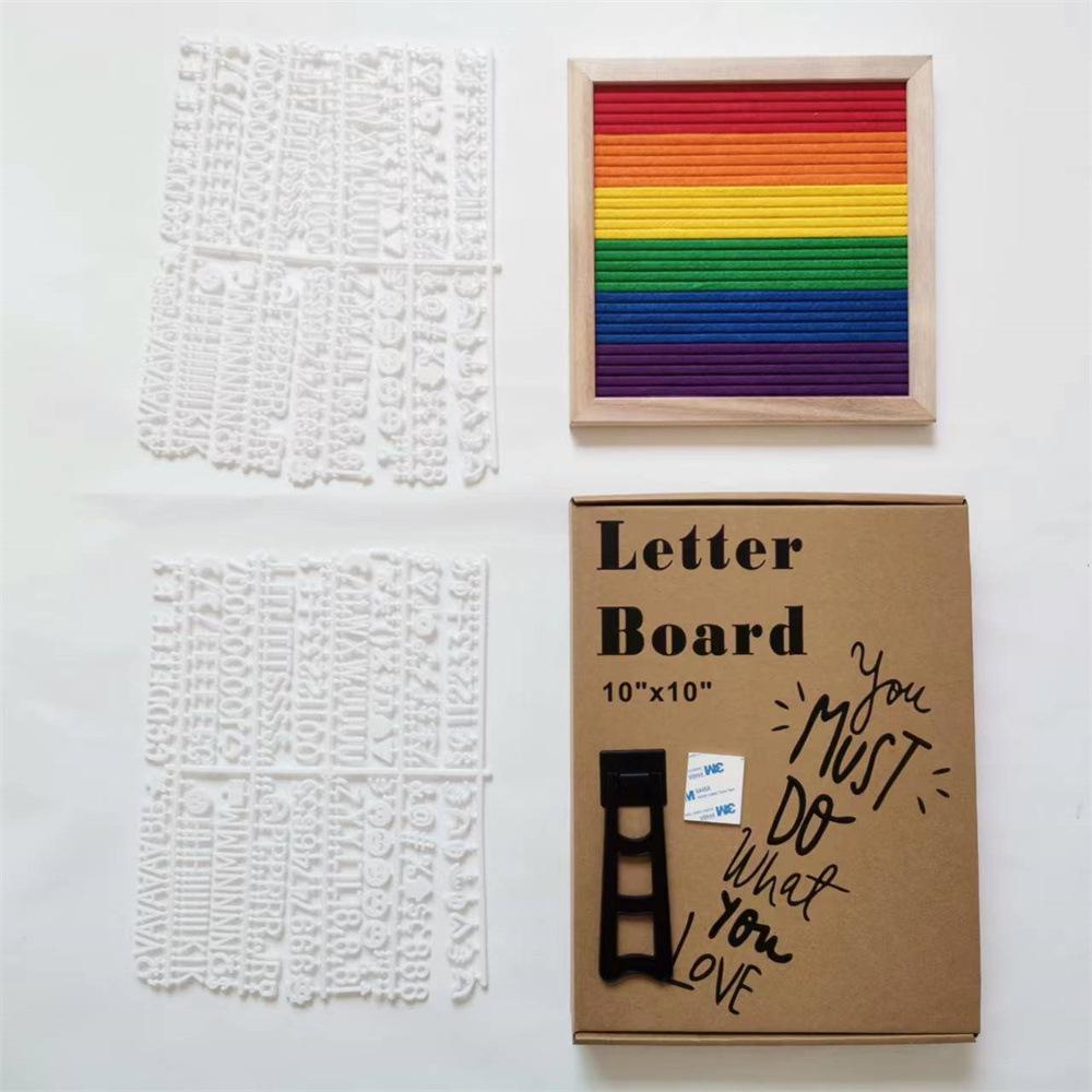 10*10 Felt Letter Decorative Boards Wood Message Board Birthday Party Letterboard 460 Letters Photo Frame with Bracket Kids Gift