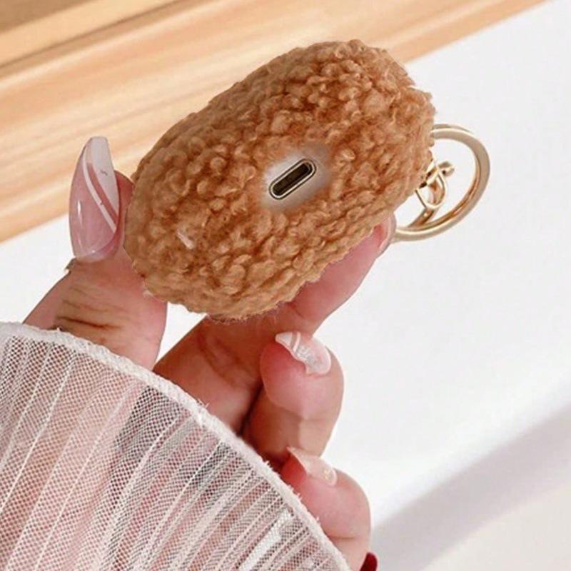 Brown cute plush puppy TPU anti-drop earphone cover, suitable for AirPods 1 /1/pro protective case