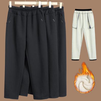 Pantalons pour femmes âgées, pantalons d'hiver épais en velours, pantalons amples pour mères de printemps et d'automne, pantalons à taille élastique pour vêtements d'extérieur