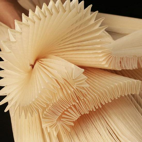 Graduated Designer Handmade Textured Stiff Net Yarn Pleated Fabric