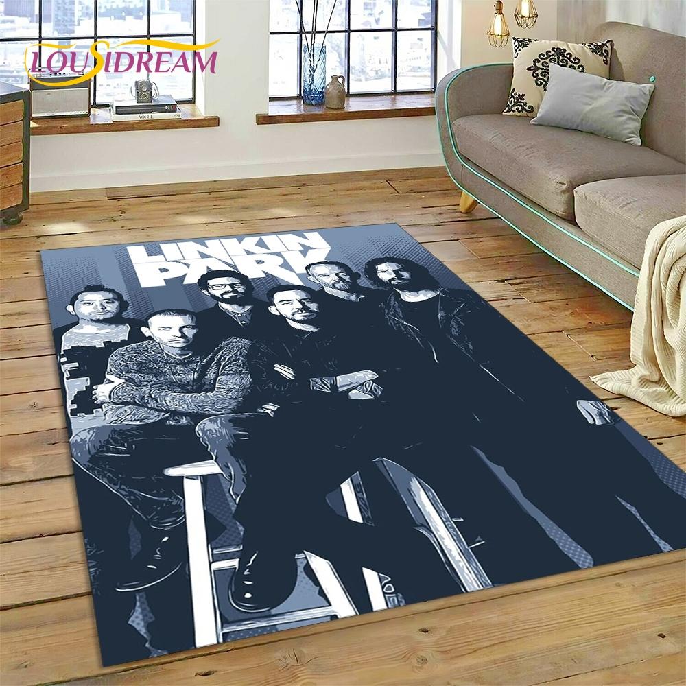 3D Ρετρό Ροκ Συγκρότημα 3D L-Linkin-Park Χαλί για Σαλόνι Υπνοδωμάτιο Διακόσμηση Σπιτιού, Αντιολισθητικό Πατάκι Διακόσμησης για Καναπέ Πατάκι Εισόδου
