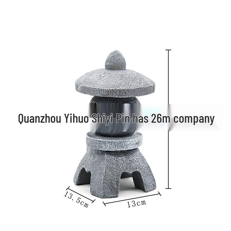 Solar Chinese Palace Lantern: Outdoor Zen Pagoda Statue Ornament, Resin Craft