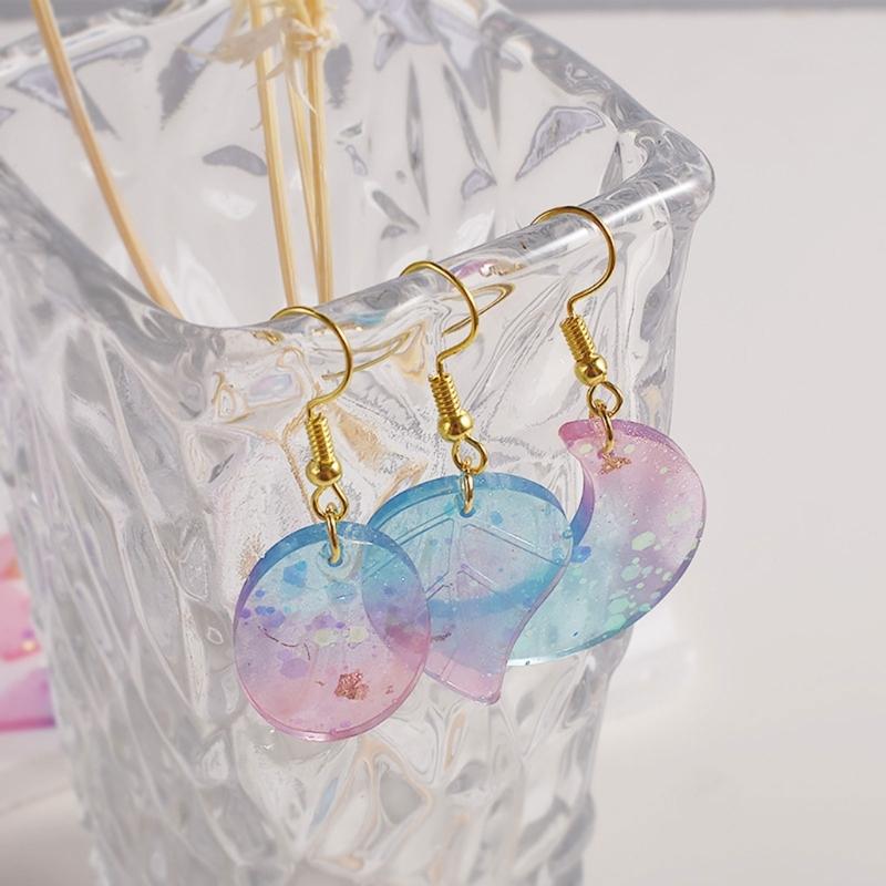 Star Leaf Heart Moon Silicone Mold with Hole Earring Pendant Molds for Women Girl Teen Star Moon Resin Earring Moulds