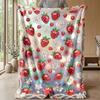 Strawberry Garden Pattern Theme Blanket Lightweight Warm Flannel Blanket Decorative Throw Blanket for Home Decoration