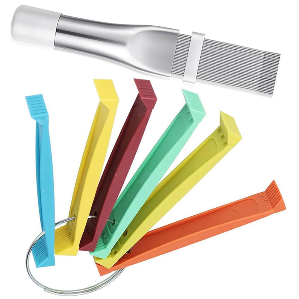 5pcs Air Conditioner Condenser Comb Stainless Steel Refrigerator Coil Cleaning Brush Metal Portable Fin Brush Universal