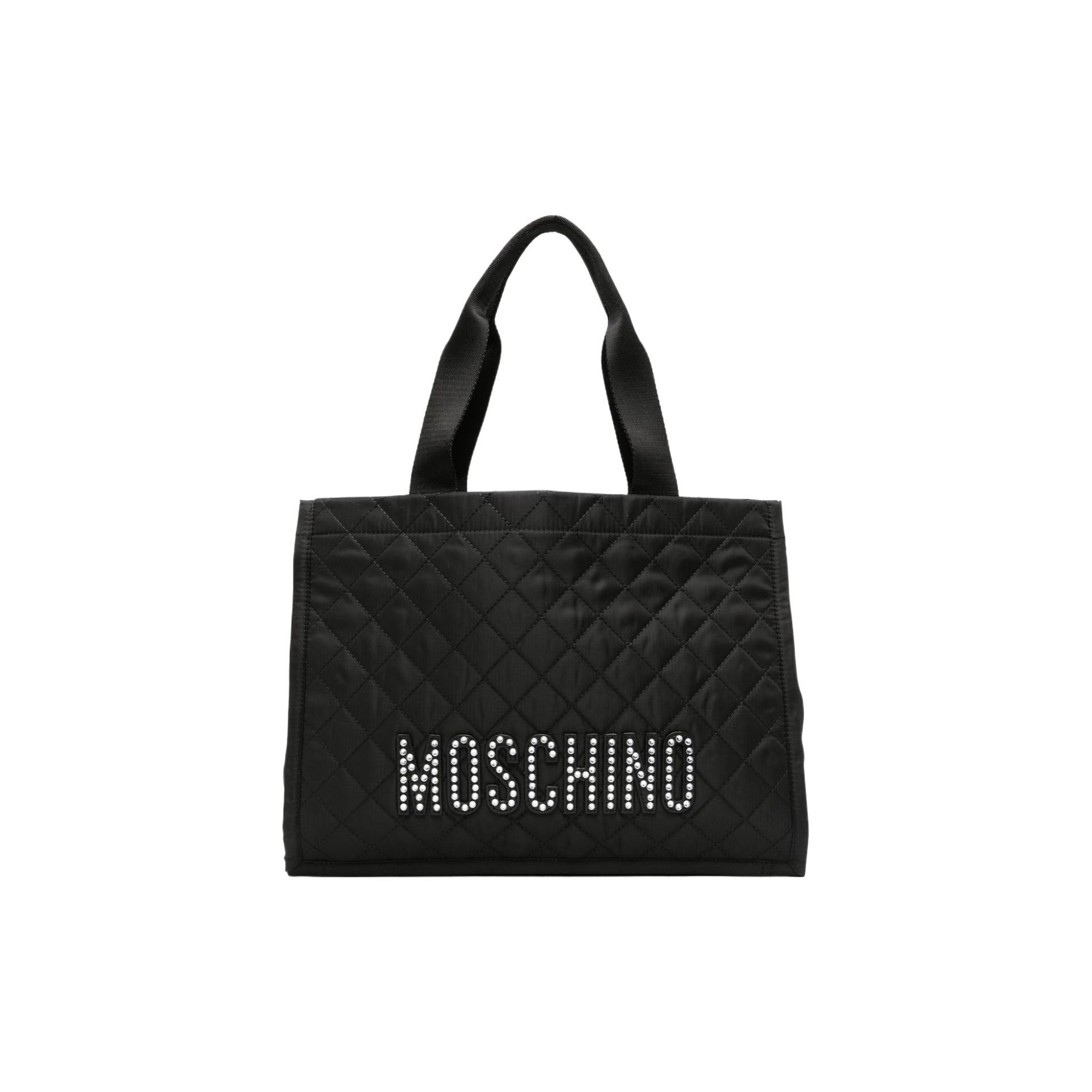 

Moschino Classic Simple Logo Crystal Embellished Fabric Tote Bag Women tote bags Black B741982013555 Basic Set (Bag+Dust Bag)