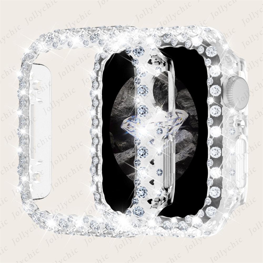 Bling Crystal Bumper Cover for Apple Watch Case 41mm 45mm Diamond PC Protective Hard PC Frame for IWatch Series 8 7 41mm 45 Mm