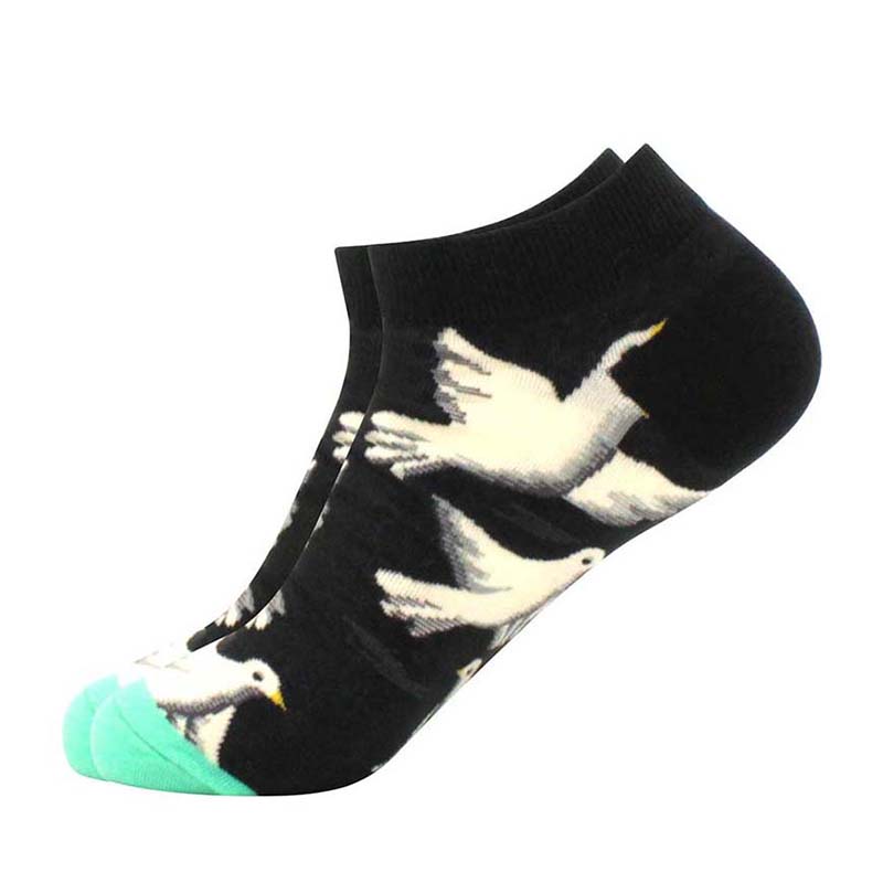springtime Fashion Colorful Cotton Mens Socks Harajuku Stripe Art oil painting Animal Print Funny Happy Ankle Socks