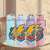 1PC Lightning Bolt Badge 750ml Color Plastic Sports Water Bottle Leakproof Flip Straw Lid Suitable for Sports Office Home Use