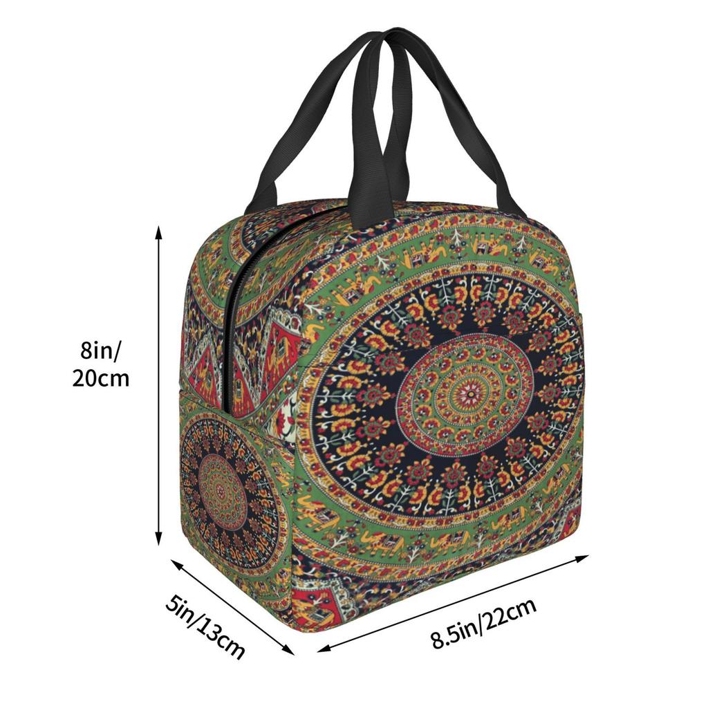 Mandala Pattern Print Lunch Bag Women Portable Cooler Thermal Insulated Lunch Box for Kids School Multifunction Food Bento Box
