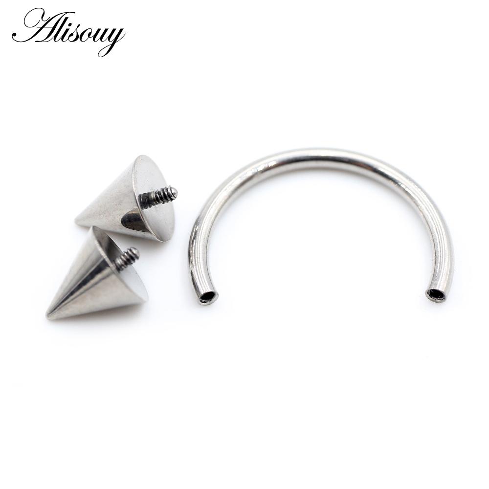 Alisouy 1PC Titanium Cone Internally Threaded Horseshoe Nose Ring Tragus Septum Helix Cartilage Earring Body Piercing Jewelry