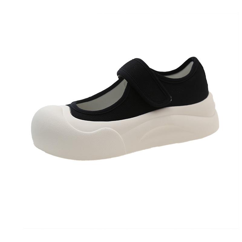 

Платформа хлеб женская обувь весна 2025 мода универсальная белая обувь чувство дизайна липучка одинарная обувь дышащая увеличить 40