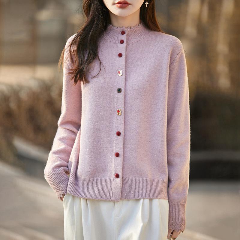 2026 Colorful Women's Slimming Knit Button Cardigan, Plus Size Autumn/Winter Sweater Coat