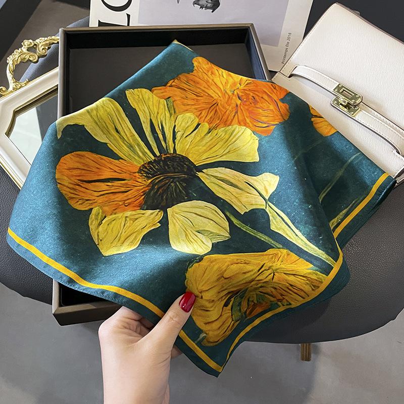 100% Natural Silk Square Scarf Women Foulard High Quality Bandana Scarves Female Summer Neckerchief Popular Headkerchief Shawl