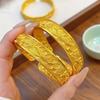 Opening Chinese Style Bangle Wide Wrist Jewelry Classical Golden Bracelets  Groom