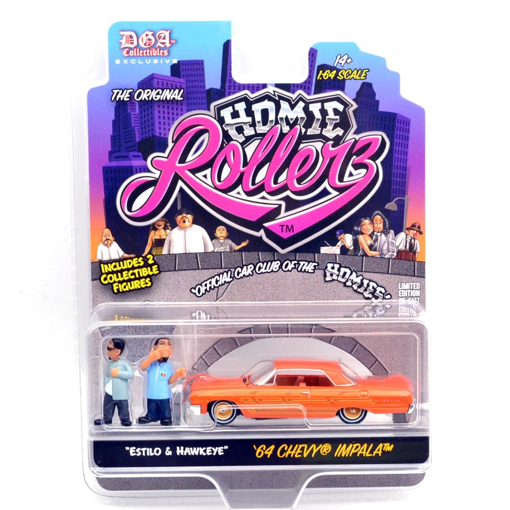GREENLIGHT 1/64 HOMIE ROLLERZ -  64 CHEVY IMPALA Greenlight x DGA 164 Homie Rollerz 2025 Series 1 оранжевый
