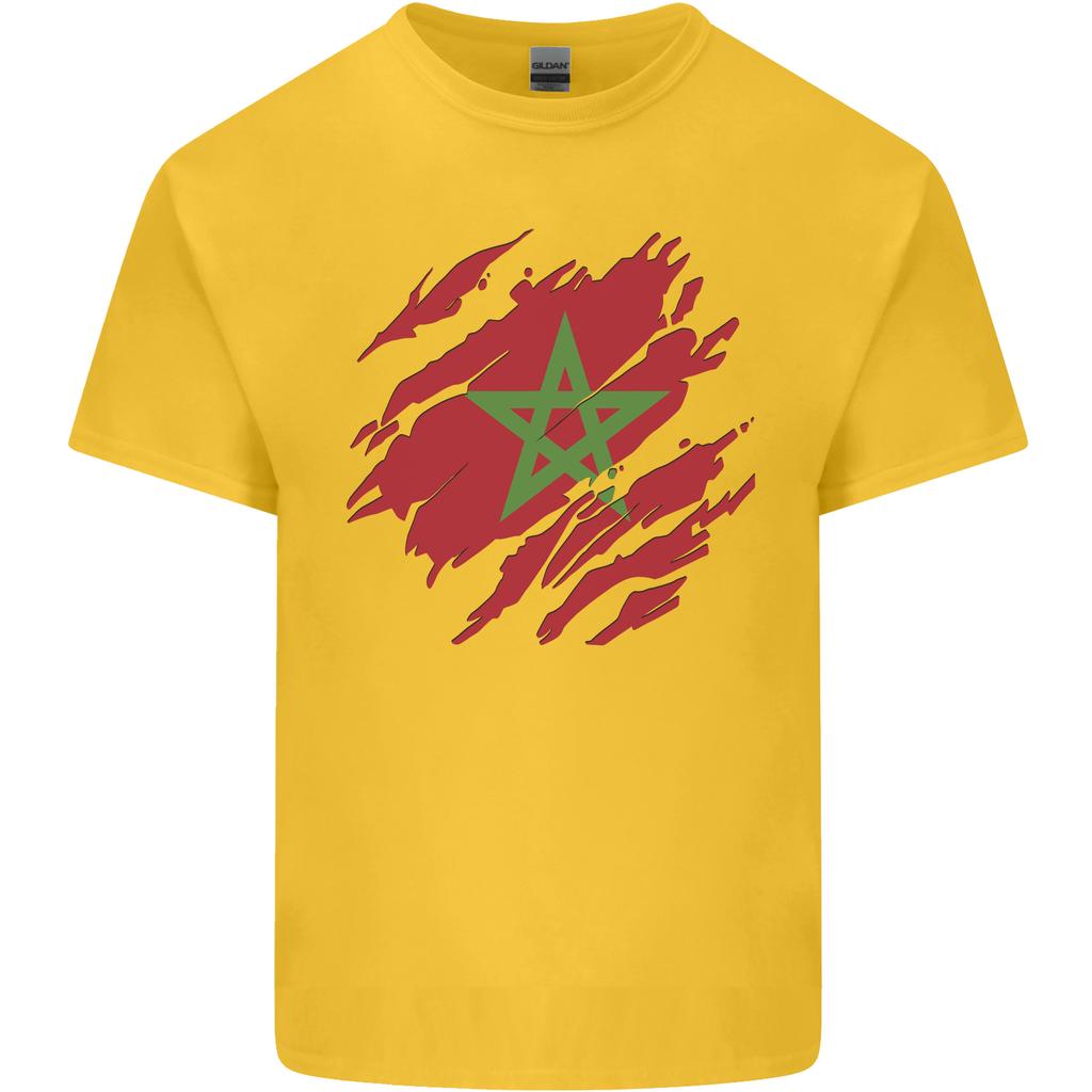Zerrissene Marokko Flagge Marokkanischer Tag Fußball Unisex Leichtes Baumwoll-T-Shirt