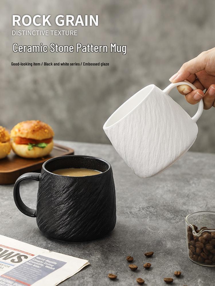 Stone Pattern European Ceramic Mug - Large Capacity Coffee, Tea, or Water Cup