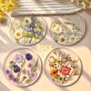 1PC Popular Flower Printing Coaster Ornament Ornament Mother's Day Gift Transparent Acrylic Flower Round Decoration