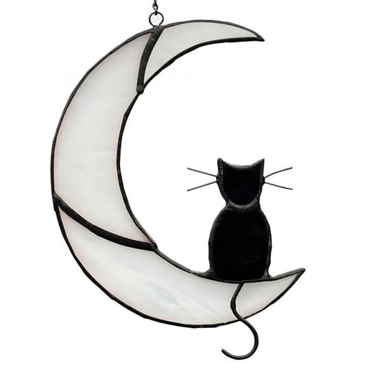 Cat Gift for Home Acrylic Hanging Pendant with Chain, Animal Ornament Window Decorative Wall Decor, Cute Lover Room Decoration Decor