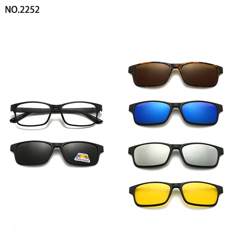 6 In 1 Custom Men Optical Magnetic Sunglasses Magnet Clip On Sunglasses Polaroid Clip On Sun Glasses