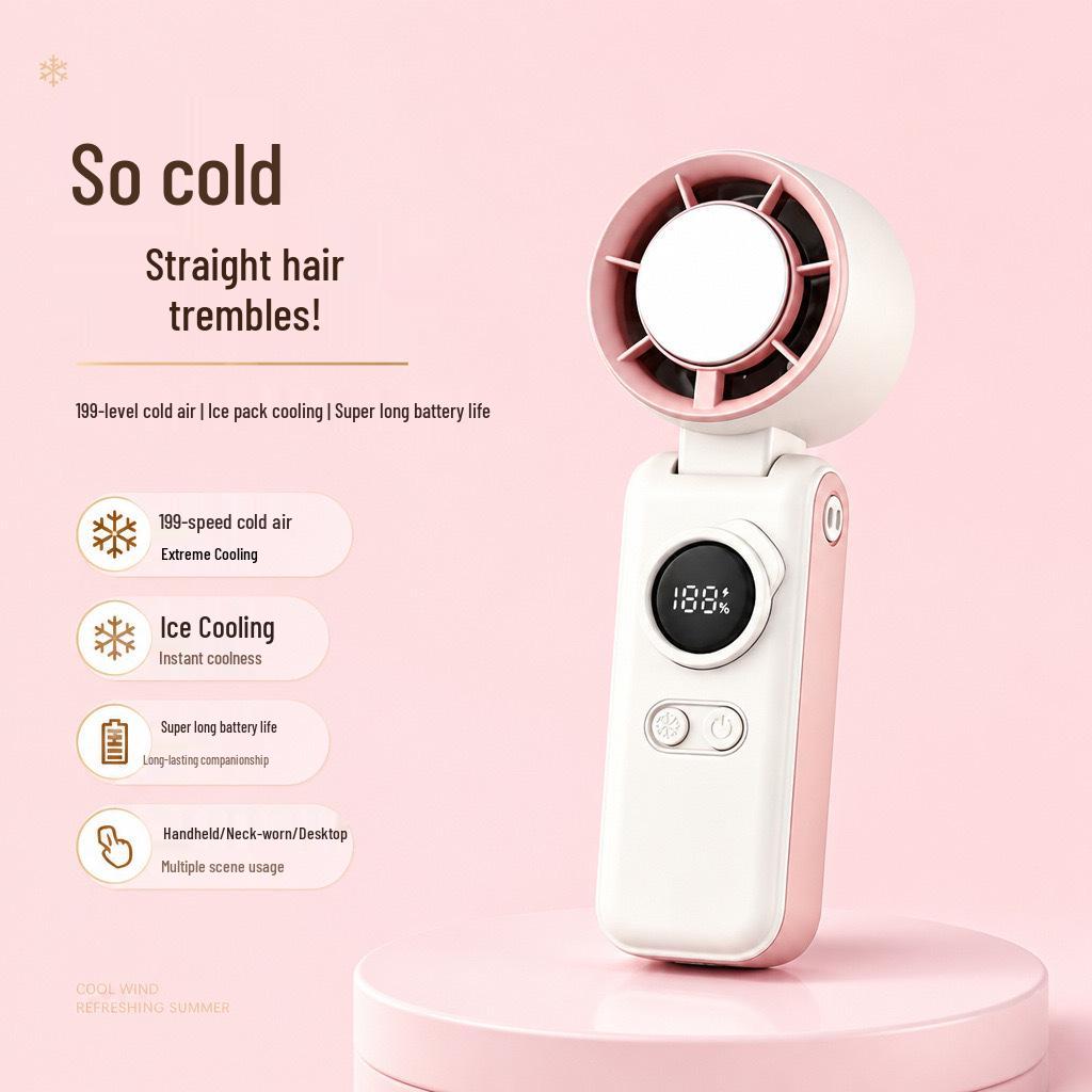 

Portable Rechargeable Turbo Ice Pack Handheld Neck Fan with Digital Display 172*60*50MM